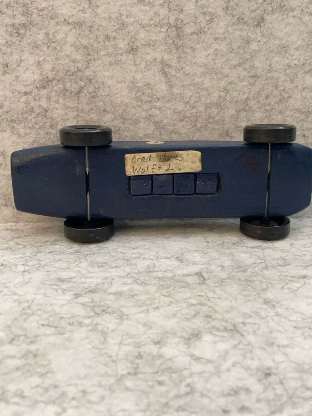 Vintage Handcrafted Blue Pinewood Derby Race Car #7 - Picture 6 of 7